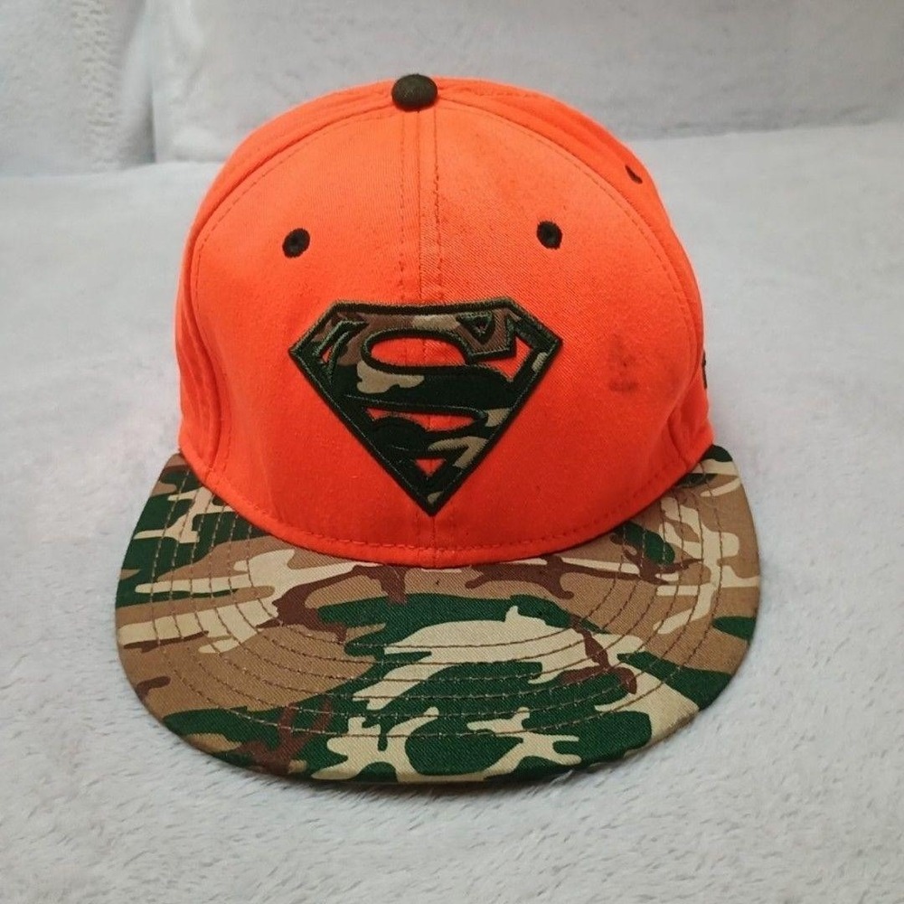 Under Armour Hat Cap Stretch Mens M Orange Camo Superman Hunting Casual